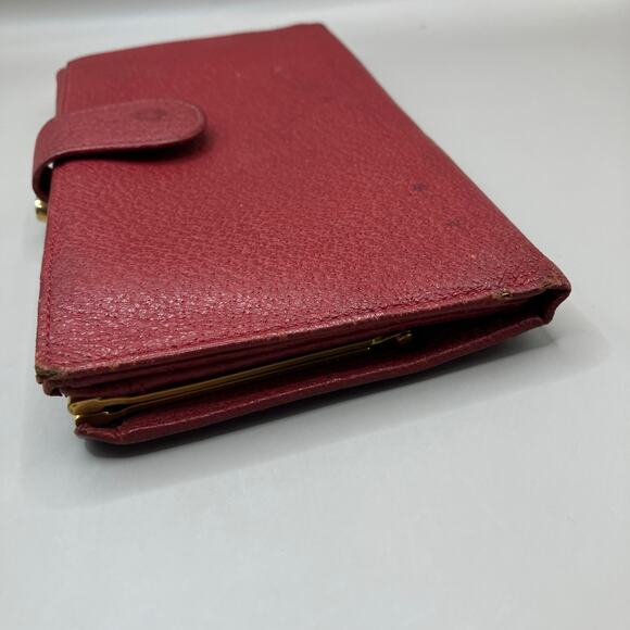 VTG Gucci Wallet Red Leather Bifold Kisslock Framed Card Holder Classic Luxury - Picture 6 of 15